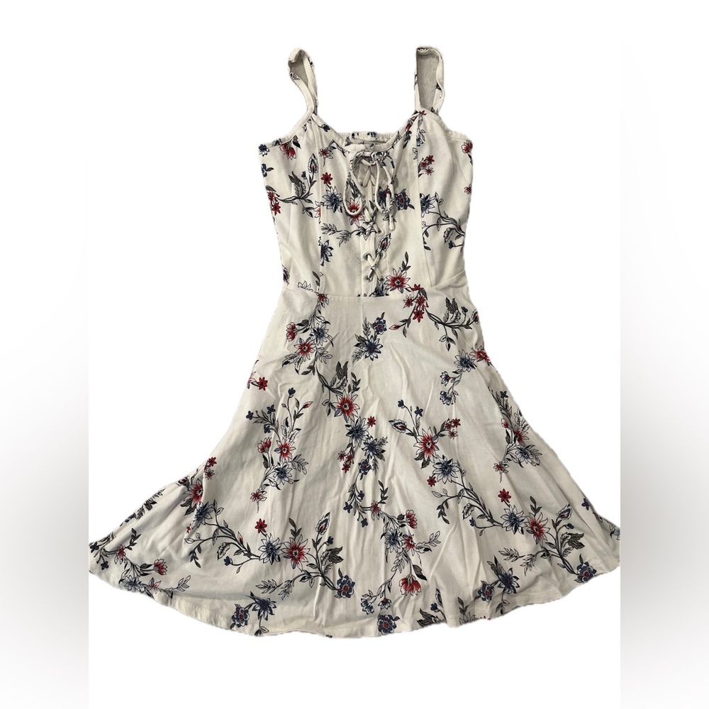 *SOLD* White Floral Mini Dress Adjustable Spaghetti Straps